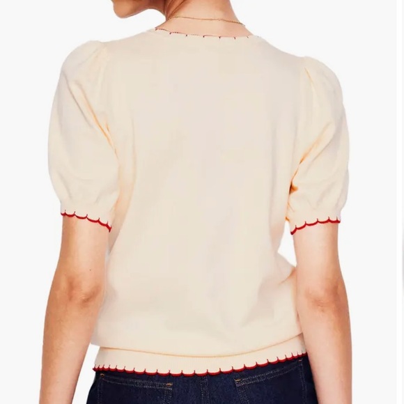 Boden Cream Blouse with Red Trim - Picture 2 of 5